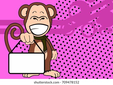 funny monkey expression cartoon background in vector format very easy to edit