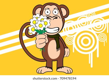 funny monkey expression cartoon background in vector format very easy to edit