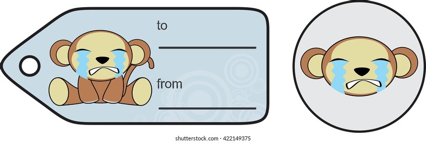 funny monkey expression cartoon giftcard in vector format very easy to edit