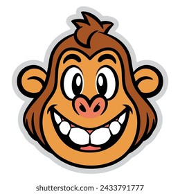 Funny Monkey face Cartoon Characters. Best for icon, logo, and sticker with wildlife themes
