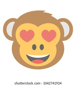 
Funny Monkey face emoji with smiling expressions 
