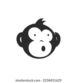 Funny Monkey Face illustration vector flat design template
