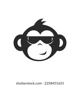 Funny Monkey Face illustration vector flat design template