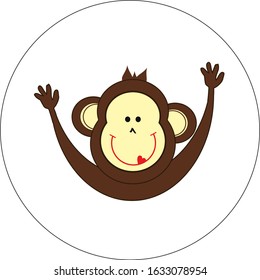 Funny monkey face on the white background