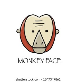 Funny monkey face. Sketch for your design. Childish style. Vector illustration