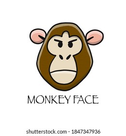 Cara divertida de mono. Esbozo para tu diseño. Estilo infantil. Ilustración del vector