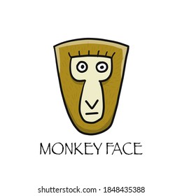 Funny monkey face. Sketch for your design. Childish style. Vector illustration
