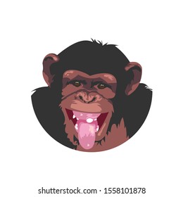 funny monkey face smiling for mascot illustration design