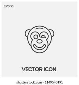 Funny Monkey Face Vector Icon Illustration.Light Background.Premium Quality.