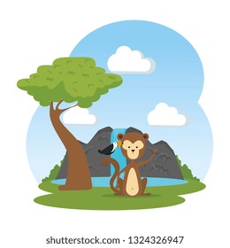 funny monkey in the field character