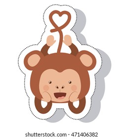 funny monkey isolated icon vector illustration design