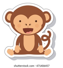 funny monkey isolated icon vector illustration design