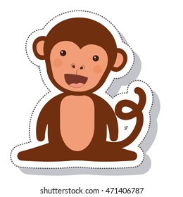 funny monkey isolated icon vector illustration design
