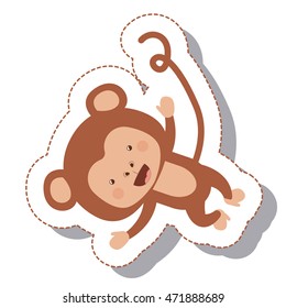 funny monkey isolated icon vector illustration design