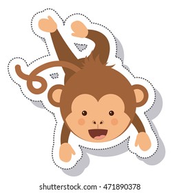 funny monkey isolated icon vector illustration design