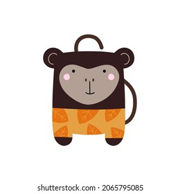 Funny monkey isolated on a white background. A cute child character. Vector graphics
