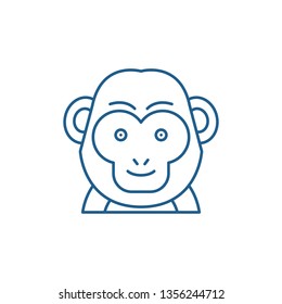 Funny monkey line icon concept. Funny monkey flat  vector symbol, sign, outline illustration.