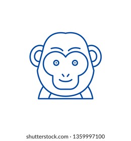 Funny monkey line icon concept. Funny monkey flat  vector symbol, sign, outline illustration.