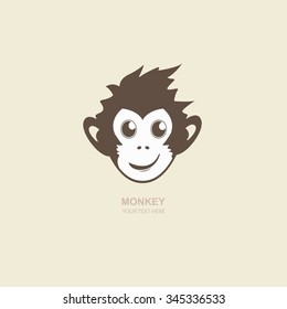 Funny monkey logo. Vector illustration icon design. New Year 2016