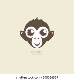 Funny monkey logo. Vector illustration icon design. New Year 2016