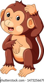 funny monkey sitting and thinking