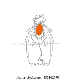 Funny monkey sketch for your design. Vector illustration