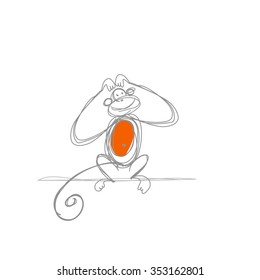 Funny monkey sketch for your design. Vector illustration