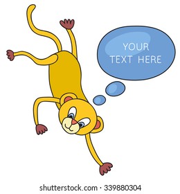 Funny Monkey With Speech Bubble. Cartoon and vector isolated character. Illustration card with hand drawn monkey and bubble speech. You can put your own text on speech bubble or sign board. 