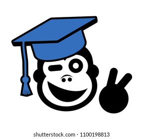 funny monkey student illustration