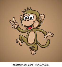 Funny Monkey, suitable for kindergarten mural or maskot