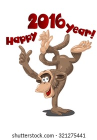 Funny monkey symbol of 2016, illustration, vector