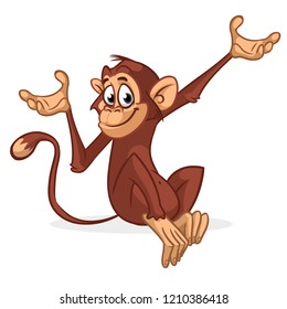 Funny Monkey Vector Illustration In Fun Cartoon Style Design