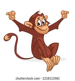 Funny Monkey Vector Illustration In Fun Cartoon Style Design