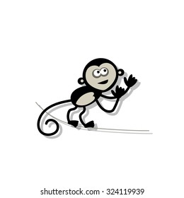 Funny monkey for your design. Vector illustration