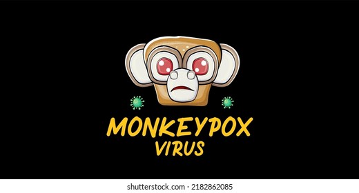 Funny Monkeypox virus horizontal banner for awareness and alert against disease spread, symptoms or precautions. Monkey Pox concept illustration with angry monkey face silhouette on black background