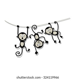 Funny monkeys for your design. Vector illustration