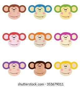 funny monkey-set of nine color options