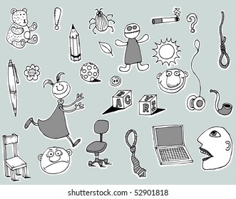 Funny monochrome doodles