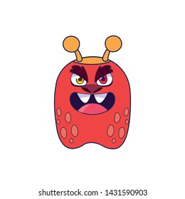 funny monster with antlers comic character