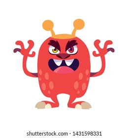 funny monster with antlers comic character