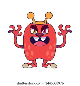 funny monster with antlers comic character