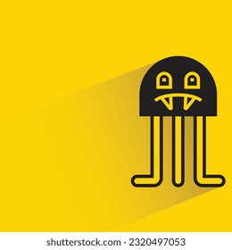 funny monster avatar with shadow on yellow background