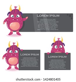 funny monster with banner vector illustration
