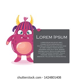 funny monster with banner vector illustration