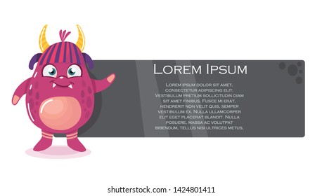 funny monster with banner vector illustration