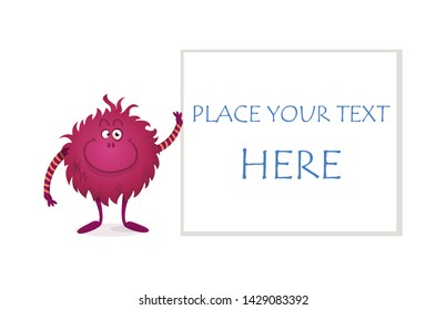 funny monster with banner vector illustration