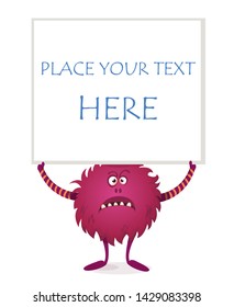funny monster with banner vector illustration