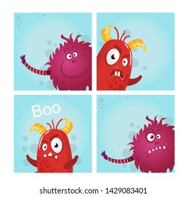 funny monster with banner vector illustration