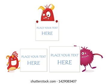 funny monster with banner vector illustration