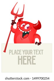 Funny monster with banner vector illustration